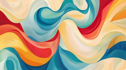 Wall Mural - abstract swirling colorful painting with fluid shapes and vibrant hues.