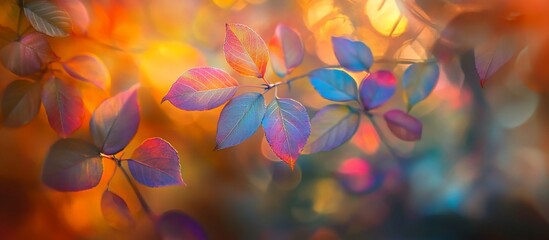 Wall Mural - vibrant autumn leaves with bokeh background.