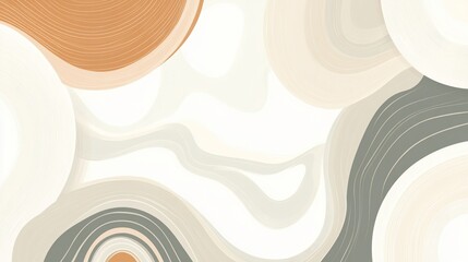 Wall Mural - abstract background with swirling beige, brown, and gray patterns on white.