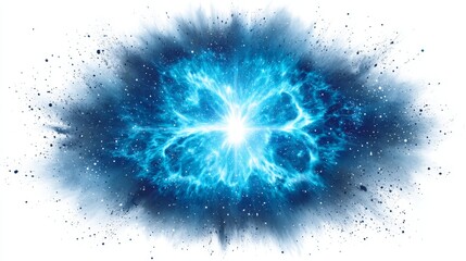 Wall Mural - celestial energy burst - a vibrant blue energy explosion against a white background. perfect for sci