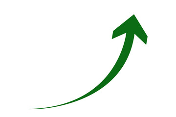 Wall Mural - green curved arrow on white background