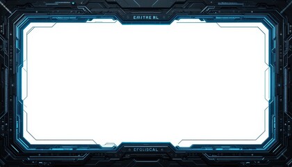 Wall Mural - futuristic tech frame blue glowing border design