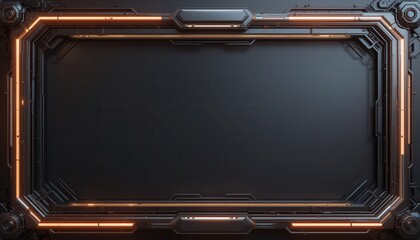 Wall Mural - abstract futuristic frame with glowing orange lines
