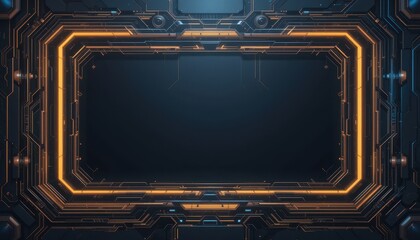 Wall Mural - abstract futuristic technological orange frame design