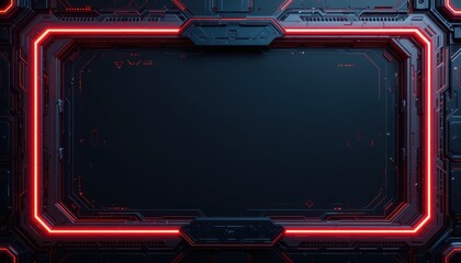 Wall Mural - futuristic red neon frame dark tech background