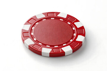 Fototapete -  High-Quality Red and White Poker Chip Image for Casino   isolated on white