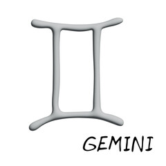 Fototapete - 3d gemini zodiac sign Esoteric symbol Astrology clipart Element for design