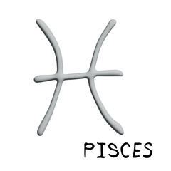 Fototapete - 3d pisces zodiac sign Esoteric symbol Astrology clipart Element for design