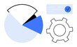 © robu_s - Pie chart with highlighted sections, gear icon for settings, and checklist with verification mark. Ideal for analytics, workflow, statistics, productivity, data management, planning simple landing