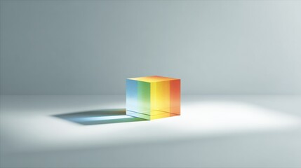 Radiant prism refracting unknown spectral color, vibrant gradient transitions, revolutionary optical discovery