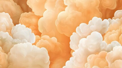 Wall Mural - abstract cloud formation in warm shades of orange and soft white exuding a dreamy atmosphere
