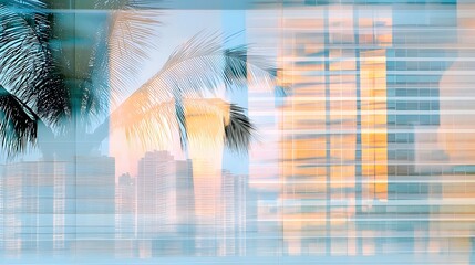 Wall Mural - abstract urban reflection with vibrant colors and modern architecture in a cityscape