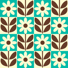 Aufkleber - The design is simple and geometric, reminiscent of 1960s or 1970s aesthetics. Retro-style floral pattern.