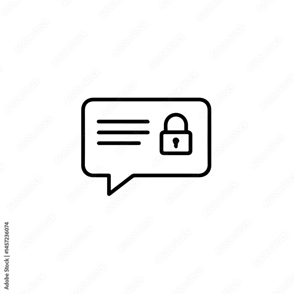 Secure message communication concept, showing locked message bubble ...