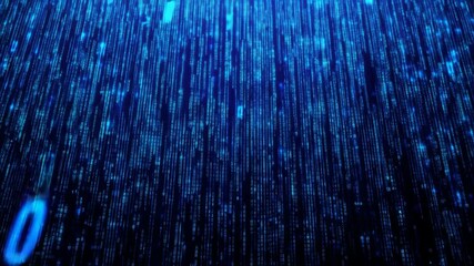Digital Matrix with Blue Binary Code Falling