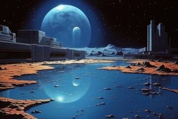 Wall Mural - a large swimming pool on the space architecture astronomy outdoors.