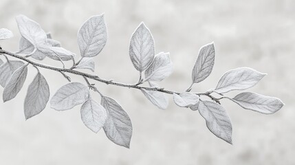  Winter frost on branch delicate leaves nature scene white cold ice leaf tree snow grey life twig calm