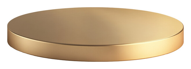 Golden round platform with reflective surface on transparent background