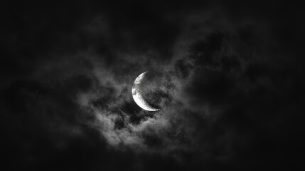 Wall Mural - serene night sky moon atmosphere crescent.