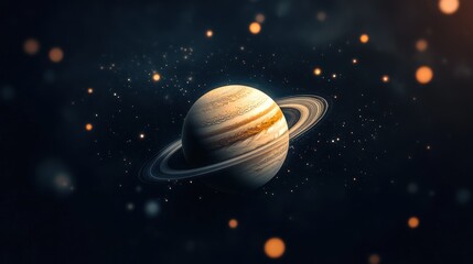 Wall Mural - A majestic planet with beautiful rings displayed in the cosmos