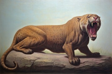 Wall Mural - smilodon wildlife painting animal.
