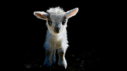 Wall Mural - Isolated full-of-the-moon body exemplification of a baby goat with big eyes and charm