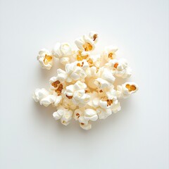 Fototapete - Overhead shot of popcorn on a clean, minimalist backdrop. The kernels are clustered, perfect for a snack or movie night treat.
