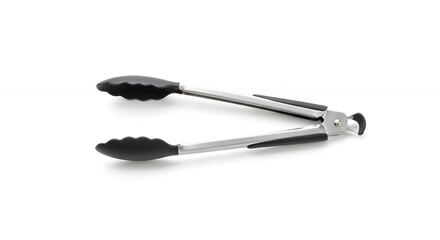 Black silicone handle kitchen tongs