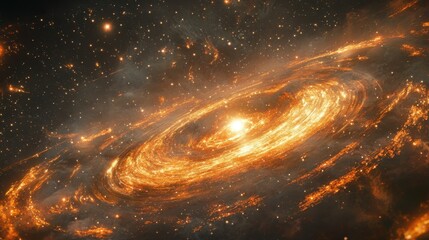 Wall Mural - a vibrant galaxy spins majestically in space, featuring a bright center surrounded by swirling arms 