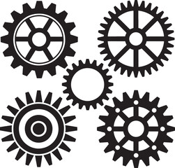 Gears silhouette set vector illustration isolated On Transparent Background