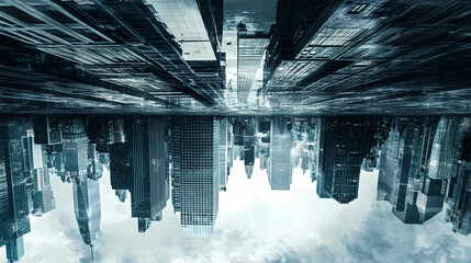 Wall Mural - scifi reverse gravity cities