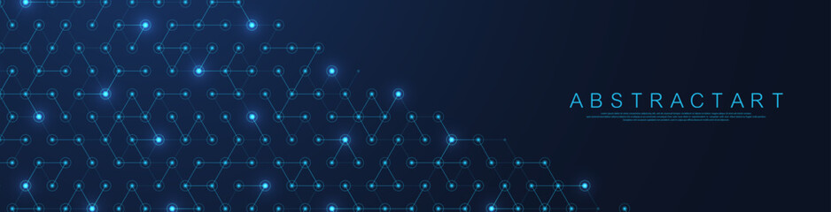 Aufkleber - Modern health care or medical background design. Health care innovation concept. Horizontal header web banner. Abstract geometric background with hexagon shapes for medicine, science, chemistry.