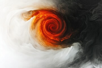 Wall Mural - abstract swirling vortex of fiery orange and dark gray, creating a dynamic contrast of light and sha