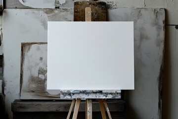 Leinwandbilder - Blank canvas on easel in an artist's studio setting ready for creative work and inspiration for painting or drawing during the day