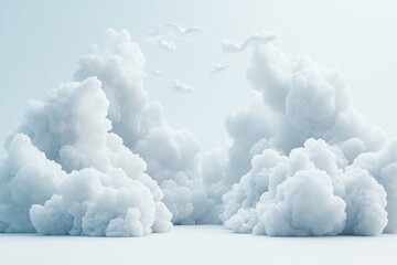 Fototapete - Soft clouds billowing in a serene setting, creating a calming atmosphere with gentle light filtering through the fluffy formations