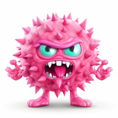 Wall Mural - a lively cartoon virus with an intense expression, showcasing a playful cutout style in soft pastel 