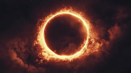 Wall Mural - Fiery Ring of Celestial Fire in Dark Night Sky