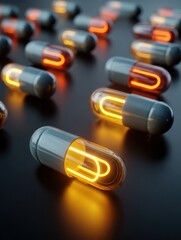 Fototapete - Transformation of Pills Into a Glowing Health Icon Illustrating Wellness and Vitality Through Time-Lapse Visuals Generative AI