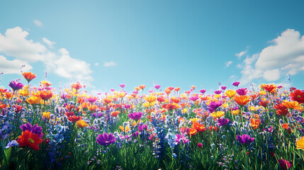 Wall Mural - field coloured flowers