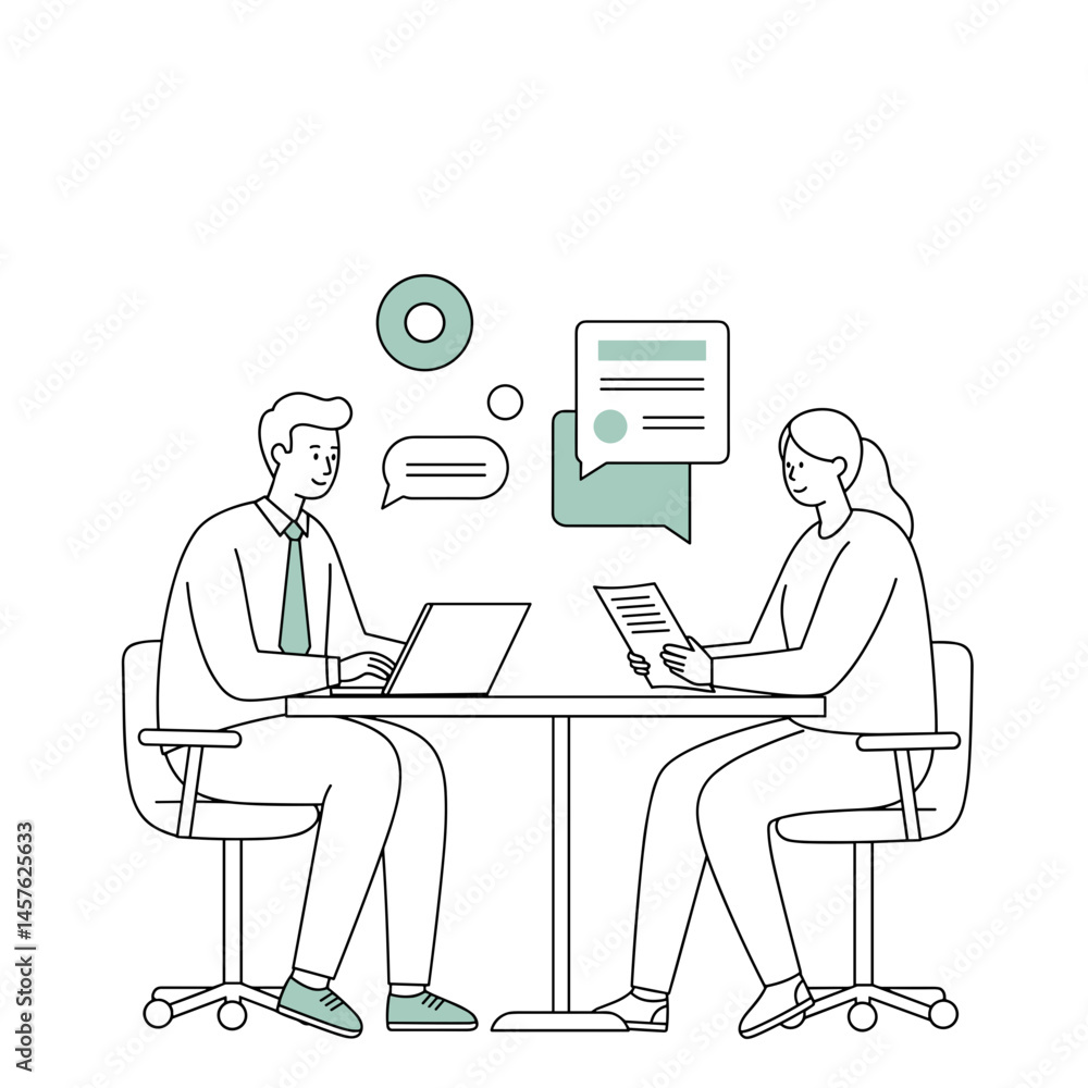 Two Professionals in HR Meeting Interview Discussion – Human Resources, Hiring, Recruitment Concept for Corporate Websites, Presentations, HR Blogs 