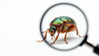 magnified view of bug against pure white backdrop, graphic, bright, texture