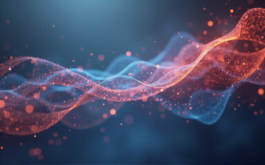 Wall Mural - abstract image of flowing, luminous particles. cool blue and warm orange hues blend, creating a dyna
