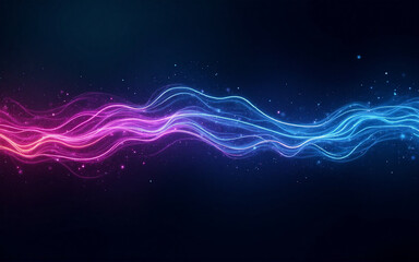 Wall Mural - abstract image of vibrant, glowing waves of blue and pink light, shimmering against a dark backgroun