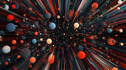 Wall Mural - colorful spheres exploding from the dark void in space