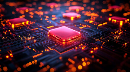 Futuristic holographic buttons float in a digital space, symbolizing seamless human interaction, control, and decision-making in advanced virtual networks and smart technology environments.

