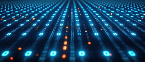Glowing binary code abstract digital background for technology and data concepts