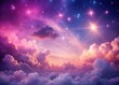 © Sirinporn - Magical Pink Purple Night Sky Bokeh, Starry Cloudscape, Dreamy Celestial Background