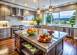 © Sirinporn - Modern Kitchen Granite Countertops Stainless Steel Appliances Island Stock Photo
