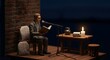 © Muchlis Nugroho - Nightly Storytelling Miniature: A Man Reading Aloud by Candlelight