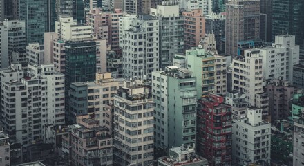  Dense Urban Cityscape with Multicolored Highrise Buildings